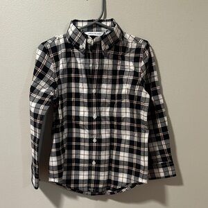 Janie and Jack Black Brown and White Plaid Button-Down Shirt